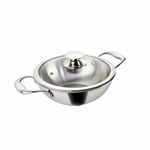 Alda Vitale Triply Stainless Steel Wok Pan with Glass Lid 28cm, 4.3 LTR