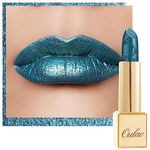 Oulac Metallic Glitter Green Lipstick for Women, High Impact Lipcolor, Lightweight Soft and Hydrating, Vegan Beauty Full-Coverage Lip Makeup 4.3 g/0.15 oz (Turquoise(20))