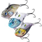 HANDING M1 Lipless Crankbait Fishing Lures with Mustad Hook, 3 Pcs 2.2in 0.5oz, Fast Sinking Bass Fishing Lures Lifelike Swimbait Fishing Bait Rattle Trap Fishing Lures Fishing Gifts for Men