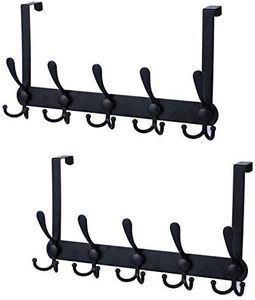 Encozy Over The Door Hooks,Coat Rack for Hanging Clothes Hat Towel (Heavy Duty Black 2pcs)