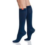 VIM & VIGR Moisture Wick Nylon 15-20 mmHg Graduated Compression Socks for Women & Men, Navy, 4