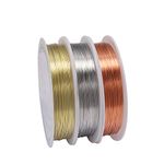 3 Rolls Jewelry Beading Wires, 0.5mm/ 24 Gauge Tarnish Resistant Copper Wires for Jewelry Making Supplies and Craft