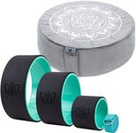 Florensi Yoga & Meditation Bundle | Grey Meditation Cushion & Yoga Wheel 3 Pack