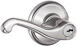 Schlage F51 Flair Keyed Entrance Lever Set, Bright Chrome