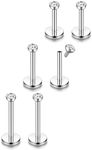 ORAZIO 18G Stainless Steel Lip Rings Labret Nose Studs Piercing Internally Threaded,6MM 8MM 10MM 3 Pairs