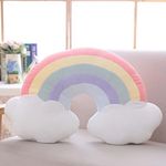 Jhorxa Rainbow Shaped Pillow 21'' Plush Rainbow Cloud Pillow Rainbow Travel Pillow Soft Stuffed Rainbow Decor Cushion Car Home Decorations Gifts