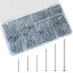 700 Pcs Assorted Nails, Masonry Nails Zinc Plated, 6 Sizes Wall Nails for Wood,Short & Long Flat Head Headless Head Iron Nails for Hanging Picture Frame Mirror Woodworking Repair DIY