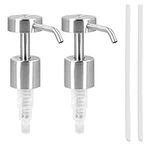 Navaris Stainless Steel Soap Dispenser Head (Set of 2) - Screw On Pump Head for 26-28mm Top Bottles - Nozzle for Liquid, Lotion - Design 2, Silver