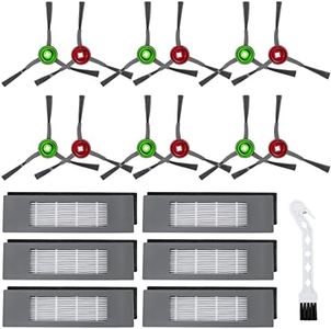 N8 Replacement Parts for EcoVacs DEEBOT OZMO Vacuum Accessories for N8, N8+, N8Pro+, T8, T8Aivi, T5, T9, N7, 920, 950, Yeedi Vac/Vac Max/Station - Set Include 6 Filters & 6 Pair Side Brushes LUXRILIX