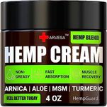 Natural Hemp Cream for Muscles, Joints, Back, Knees, Neck, Fingers, Elbows - High Strength Hemp Oil Extract with Arnica, Emu Oil, Turmeric - Made in The USA