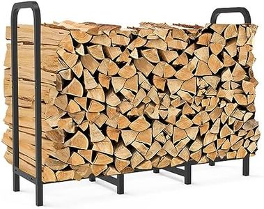 Tikimilor 4ft Firewood Rack Holder, Adjustable Heavy Duty Fire Log Stacker Stand for Fireplace, Outdoor Indoor Metal Wood Pile Storage Organizer, Patio Logs Stand tool, Black