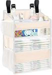 Hanging Diaper Organizer for Changing Table,Cribs,Car,Playard or Wall & Nursery Organization-Durable 2-Tier Diaper Caddy with Mesh Pockets and Viewable Design, Won't Deform, Crib Accessories, Beige