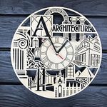 NABSTER City Skyline Wall Clock Wood Home Kitchen Decor Office Unique Gifts Man Woman Architecture Wall Art Personalized Vintage City Skyline Clock - 12 Inch / 30 Cm