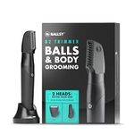 Ballsy B2 Balls & Body Trimmer for Men, Includes 2 Quick Change Heads, Waterproof, Cordless Charging Base for The Ultimate Close Shave