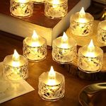 VERVENIX 24 Pcs LED Tea Light Candles | Flameless & Smokeless Acrylic Diyas | Battery-Operated | Warm White 3cm Candles for Diwali, Festive, Wedding, Party & Christmas Décor (Pack of 24)