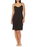 Jones New York Women's Silky Touch 38 Spaghetti Strap Anti-Cling Full Slip W/Lace, Black, Small