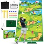 Dr.Rapeti 60 x 40 inch Golf Mat, Golf Game Set, Golf Chipping Game Mat, Golf Training Mat Set, Golf Practice Mat for Kids, Include Golf Play Mat, Hitting Mats, for Home Backyard Office for Aged 3+