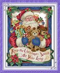 YEESAM ART Unstamped Cross Stitch Kits for Adults, Santa Claus Happy Christmas 14ct Counted Unprinted Embroidery Kit Needlework Wall Art Decor 44×54cm