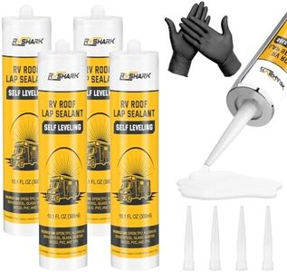 RV Roof Sealant 4 Pack, Self-Leveling Lap Sealant - White Waterproof Flexible Caulk RV Sealant for Camper Trailer Roof Maintenance Repair