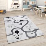 Paco Home Kids Rug Children's Room Play Mat Baby Mat Car Play Mat Play Rug, Size:80x150 cm, Colour:White