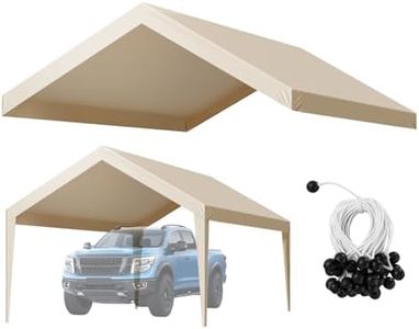 VEVOR Carport Replacement Canopy, 3.6 x 6 m Potable Garage Tent Top Tarp, UV-Resistant & Waterproof Car Shelter Tarp, Heavy Duty Car Port Cover with Ball Buggees, Beige, Frame Not Included