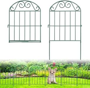 ADAVIN 10 Panels Collapsible Garden Fence Animal Barrier Fence,11Ft(L) x 24in(H) Green Rustproof Metal Wire Panel Border for Dogs Rabbits, Flower Edging for Landscape Patio Yard Outdoor Decor, Arched