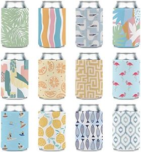 Blank Beer Can Coolers Sleeves (12-Pack) Soft Insulated Beer Can Coolies - HTV Friendly Plain Koolies in Bulk for Soda, Beer & Water Bottles - Coolie Blanks for Vinyl Projects & Wedding Favors