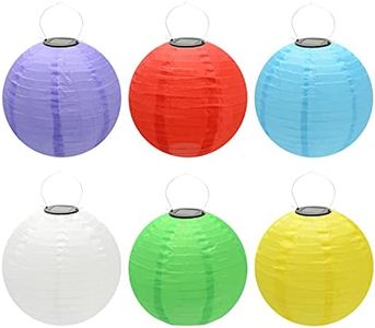 Beaneyun Solar Chinese Lantern Lights 12inch Round Solar Lanterns LED Nylon Hanging Light Waterproof Outdoor Decorative Lights for Home Patio Garden Yard Wedding Party 6 Pack (Multi-Colored)