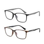 ZENOTTIC 2 Pack Blue Light Blocking Glasses,Reading Glasses for Men Square Frame Readers Anti Glare Sport Computer Glasses