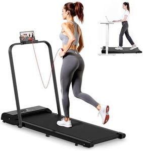 bigzzia Walking Pad Treadmill with Incline, Portable Treadmills Under Desk 8km/h, Running Machines for Home Small, with LED Display, Remote Control, 145kg Capacity, No Assembly (Black-Foldable)