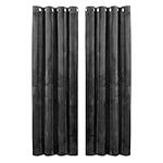 Hafaa Grey Blackout Curtains for Bedroom – 66” wide x 72” drop Crushed Velvet Thermal Insulated Curtains for Living Room – Eyelet Room Darkening Curtains with 2 Tie Backs (168cm x 183cm)