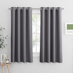 PONY DANCE Grey Blackout Curtains for Bedroom Eyelet Thermal Insulated Curtain Super Soft Solid Lining Fabric Window Treatment Blackout Panel for Boys' Room & Nursery, 2 Panels, 52-inch x 45-inch