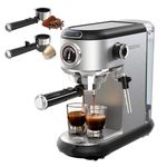 COSTAR Coffee Maker Machine for Home with Two Portafilters for Ground Coffee & Capsules, 20 Bar Barista Style Espresso Machine with Milk Frothing Wand for Cappuccino, Latte, Stainless Steel, 1450W