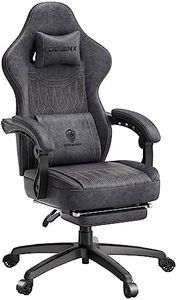 Dowinx Gaming Chair Breathable PU Leather Gamer Chair with Pocket Spring Cushion, Ergonomic Computer Chair with Massage Lumbar Support,Adjustable Swivel Task Chair with Footrest(Gray)