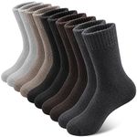 SIMIYA Merino Wool Socks for Men, Winter Thick Hiking Socks, 5 Pairs Thermal Breathable Crew Mens Socks for Outdoor Sports, Multicolor-01, UK 7-11