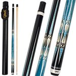 Pool Cue Stick, Billiard Cue Sticks with Hard Case, 2-Pieces 58" Pool Table Sticks, 13 mm Tip Pool Queue, 19-21 oz Pool Que (Blue,21oz)