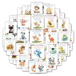 SYCARON 60Pcs Lunch Box Notes for Kids, Cute Motivational and Inspirational Cards Jokes Cards Lunch Notes Animals Reward Cards, Teacher