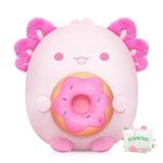 Mewaii Scented Stuffed Animal Cute Axolotl Plush with Sweet Donuts Scented Microbeads, Squishy Plushies Toy Gifts for Kids Girls Women