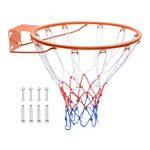 VEVOR Basketball Rim, Wall Door Mounted Basketball Hoop, Heavy Duty Q235 Basketball Flex Rim Goal Replacement with Net, Standard 18" Indoor and Outdoor Hanging Basketball Hoop for Kids Adults