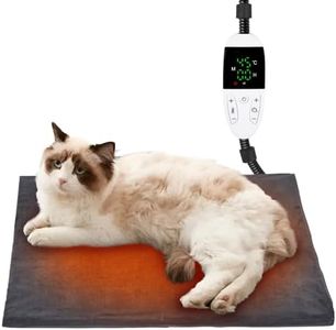 Papettly Pet Heating Pad for Cat Dog - 30℃-60℃ Adjustable Temperature Kitten Puppy Heat Pad with Timer(1-12H), Waterproof Dog Cat Heat Mat with 2m/6ft Chew Resistant Cord, 18”x18” Heated Dog Blanket