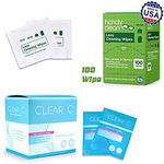 Eye and Lens Care Bundle Deal- Handy Clean 100 ct Lens Wipes Box & Clear C 30 ct Eyelid Wipes Best office Essential Clean Your Glass and Refresh eyes