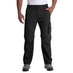 linlon Men's Outdoor Quick Dry Convertible Lightweight Hiking Fishing Zip Off Cargo Work Pants Trousers Black