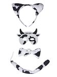 Petitebelle Headband Bowtie Tail Mask 4pc Unisex Children Costume 1-5y (Milk Cow)