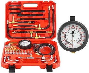 MANUTEX Fuel Pressure Test Kit Fuel Pressure Gauge Complete Kit for Car Truck Motorcycle 0-140 PSI 45PCS