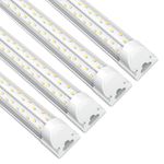 VShape 8FT LED Shop Light Fixture, 100W, 5000K Daylight Bright, Linkable LED Garage Lights Fixture, 8 Foot LED Shop Lights for Workshop, T8 Tube Light, No RF & FM Interference, 4-Pack