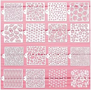 Cake Stencils Decorating Buttercream Cookie Stencils for Royal Icing Leopard Stencil Airbrush Snake Skin Mermaid Scale Stencil Cheetah Cow Print Templates for Baking (14 5.5'' Leaf Cookie Stencils)