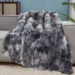 GONAAP Faux Fur Throw Blanket Super Soft Cozy Plush Fuzzy Shaggy Blanket for Couch Sofa Bed (Tie-dye Marble Black, Throw(50"x60"))