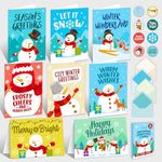 Decorably 16 Pack Happy Holiday Cards With Envelopes 5 X 7, 8 Designs Printed Message Inside Snowman Christmas Cards With Envelopes, 5x7in Happy Holidays Cards With Envelopes, Christmas Cards for Kids