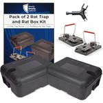 2 Rat Boxes & 2 Traps Kit - Indoor & Outdoor 2 Rat Traps and 2 Boxes, Instant Kill Rat Traps for Effective Rodent Control, Safe and Durable Rat Bait Box Solution, Pet Safe Rodent Control