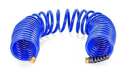 Camco 40' 40’ Coiled Water Rust Resistant Brass Fittings, Hose Design Prevents Kinking and Tangling, for Car Washing and Gardening (41985), Blue, One Size